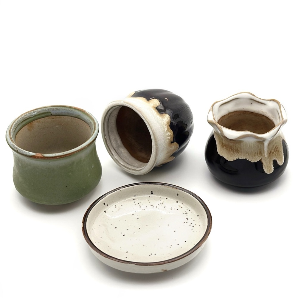 Pottery Planter Set Small Decorative Plant Pot with Drainage Holes Boho